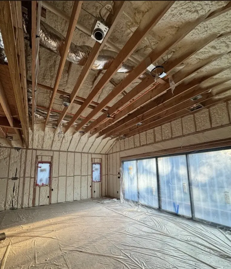 Interior walls and ceiling insulated with spray foam during new construction in Village of Oak Creek (Big Park)